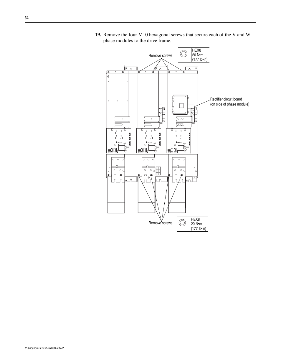 Rockwell Automation 20D PowerFlex 700S and 700H Frame 10...12 Rectifier Module Replacement Kit User Manual | Page 34 / 50