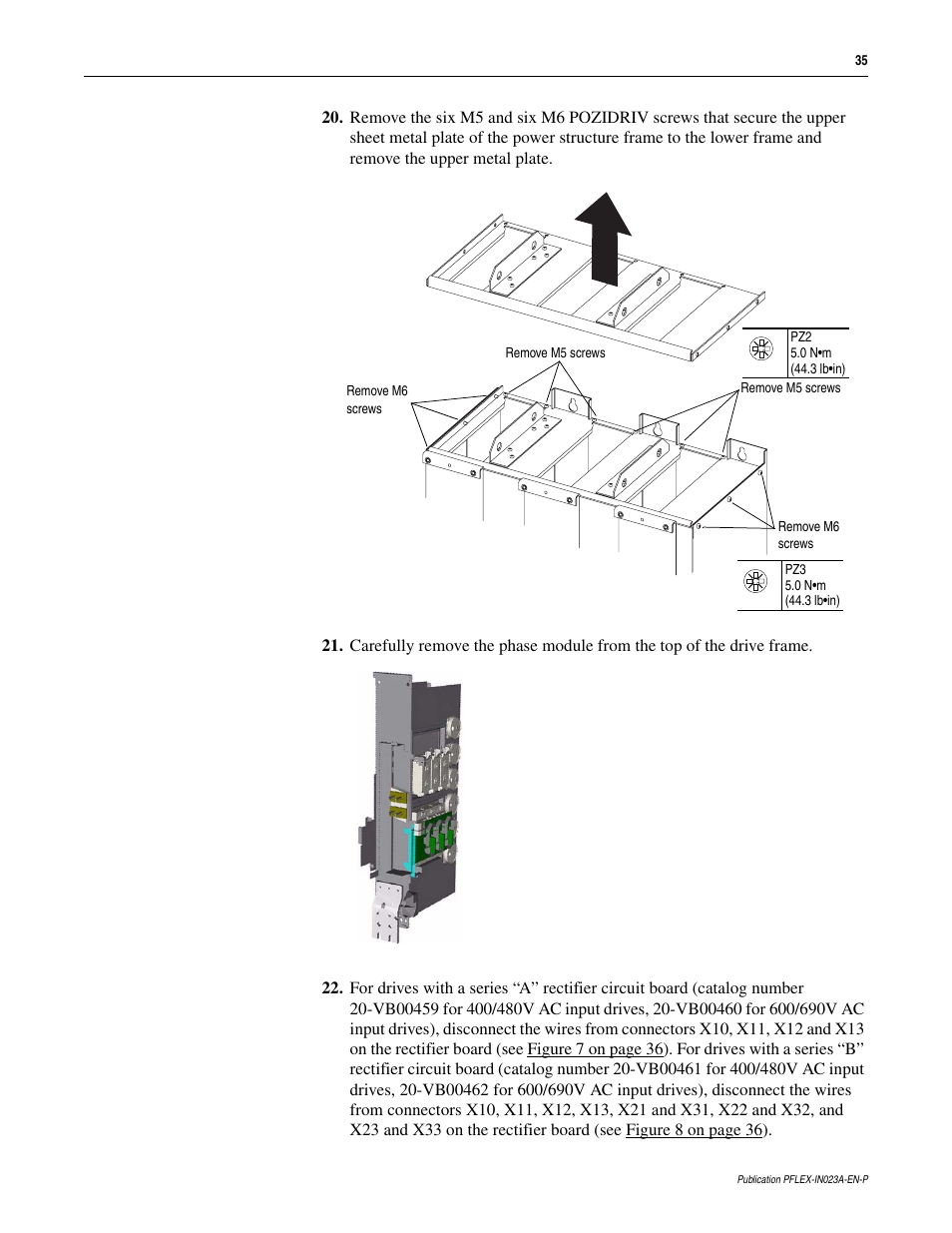 Rockwell Automation 20D PowerFlex 700S and 700H Frame 10...12 Rectifier Module Replacement Kit User Manual | Page 35 / 50