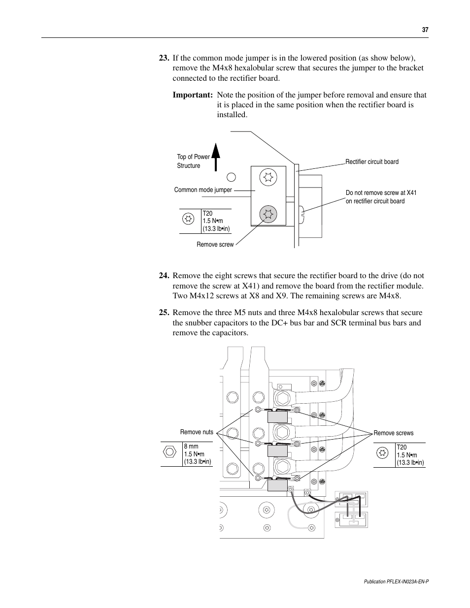 Rockwell Automation 20D PowerFlex 700S and 700H Frame 10...12 Rectifier Module Replacement Kit User Manual | Page 37 / 50