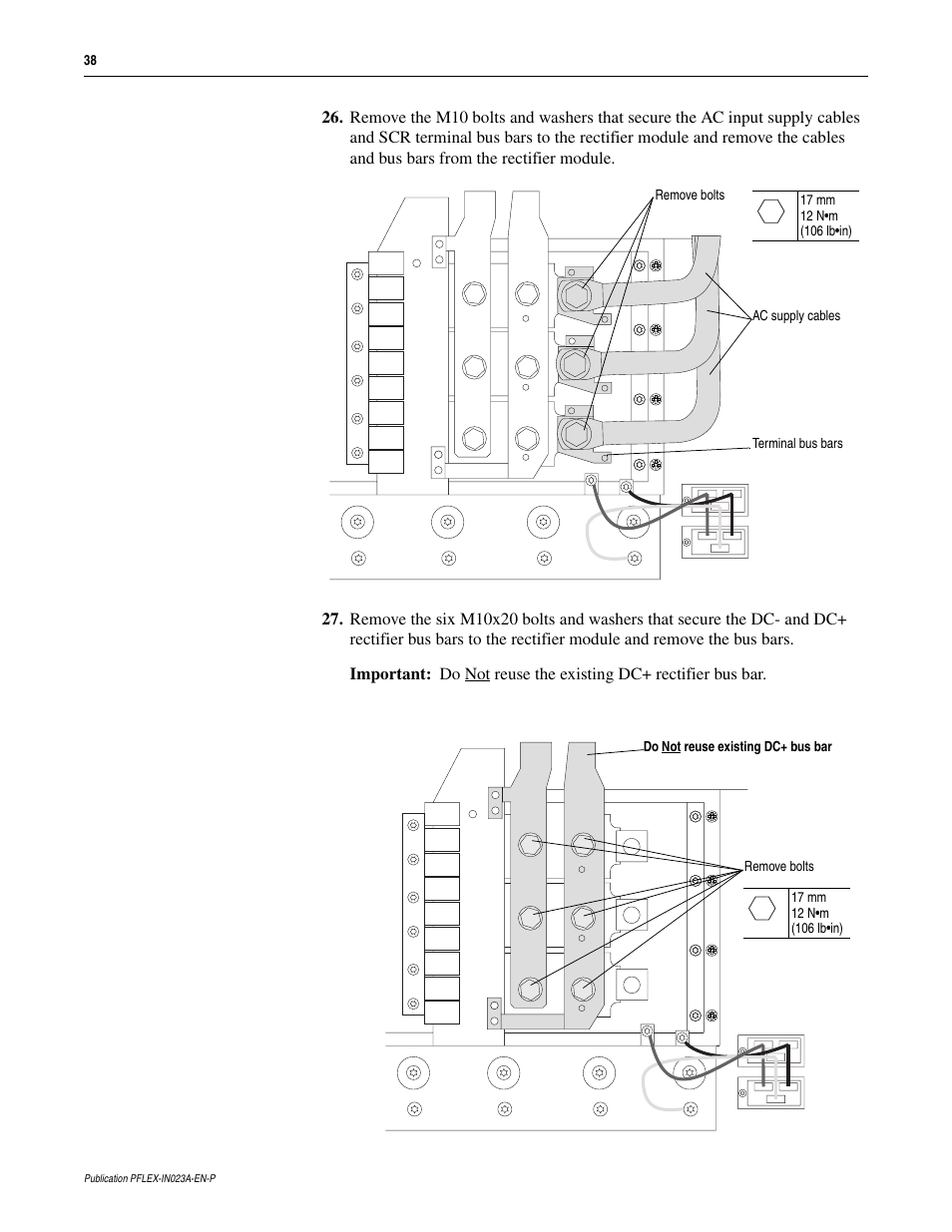Rockwell Automation 20D PowerFlex 700S and 700H Frame 10...12 Rectifier Module Replacement Kit User Manual | Page 38 / 50