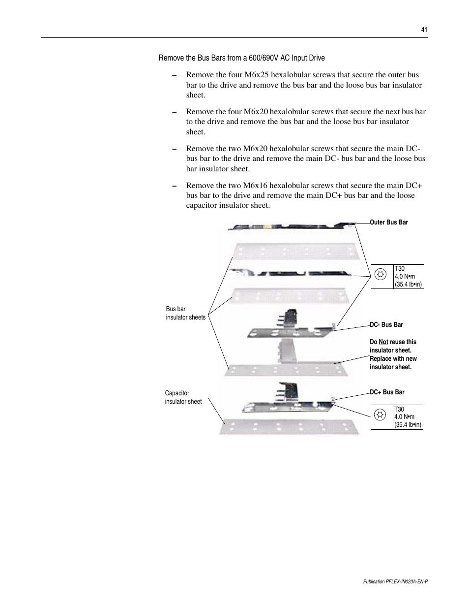 Rockwell Automation 20D PowerFlex 700S and 700H Frame 10...12 Rectifier Module Replacement Kit User Manual | Page 41 / 50