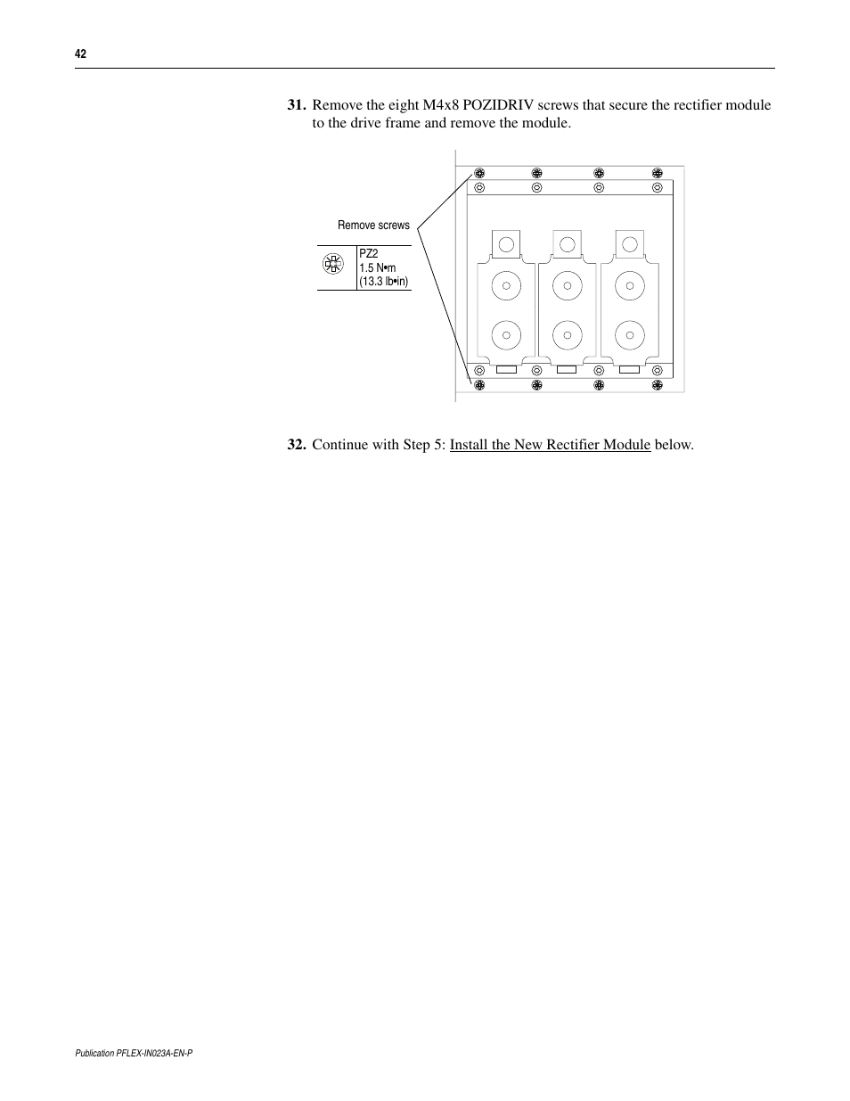 Rockwell Automation 20D PowerFlex 700S and 700H Frame 10...12 Rectifier Module Replacement Kit User Manual | Page 42 / 50