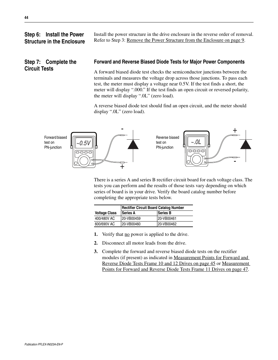 Rockwell Automation 20D PowerFlex 700S and 700H Frame 10...12 Rectifier Module Replacement Kit User Manual | Page 44 / 50