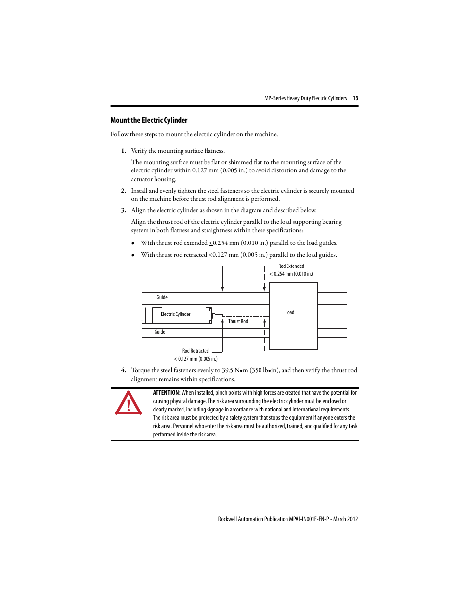 Mount the electric cylinder, Mount, The electric cylinder | Rockwell Automation MPAI Heavy Duty Electric Cylinders User Manual | Page 13 / 68