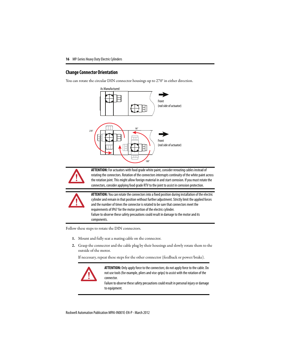 Change connector orientation | Rockwell Automation MPAI Heavy Duty Electric Cylinders User Manual | Page 16 / 68