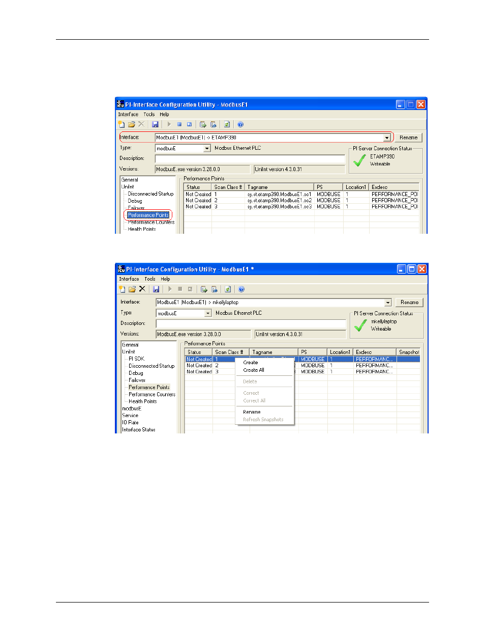 Create / create all, Delete | Rockwell Automation FactoryTalk Historian SE 3.0 H2H Interface User Guide User Manual | Page 124 / 156