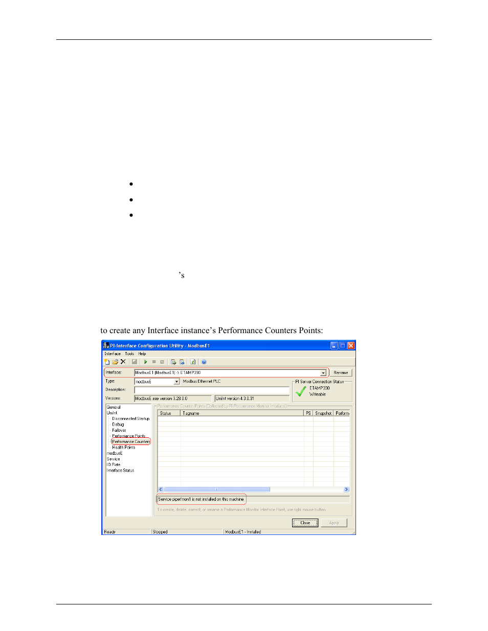 Snapshot, Performance counters points | Rockwell Automation FactoryTalk Historian SE 3.0 H2H Interface User Guide User Manual | Page 126 / 156