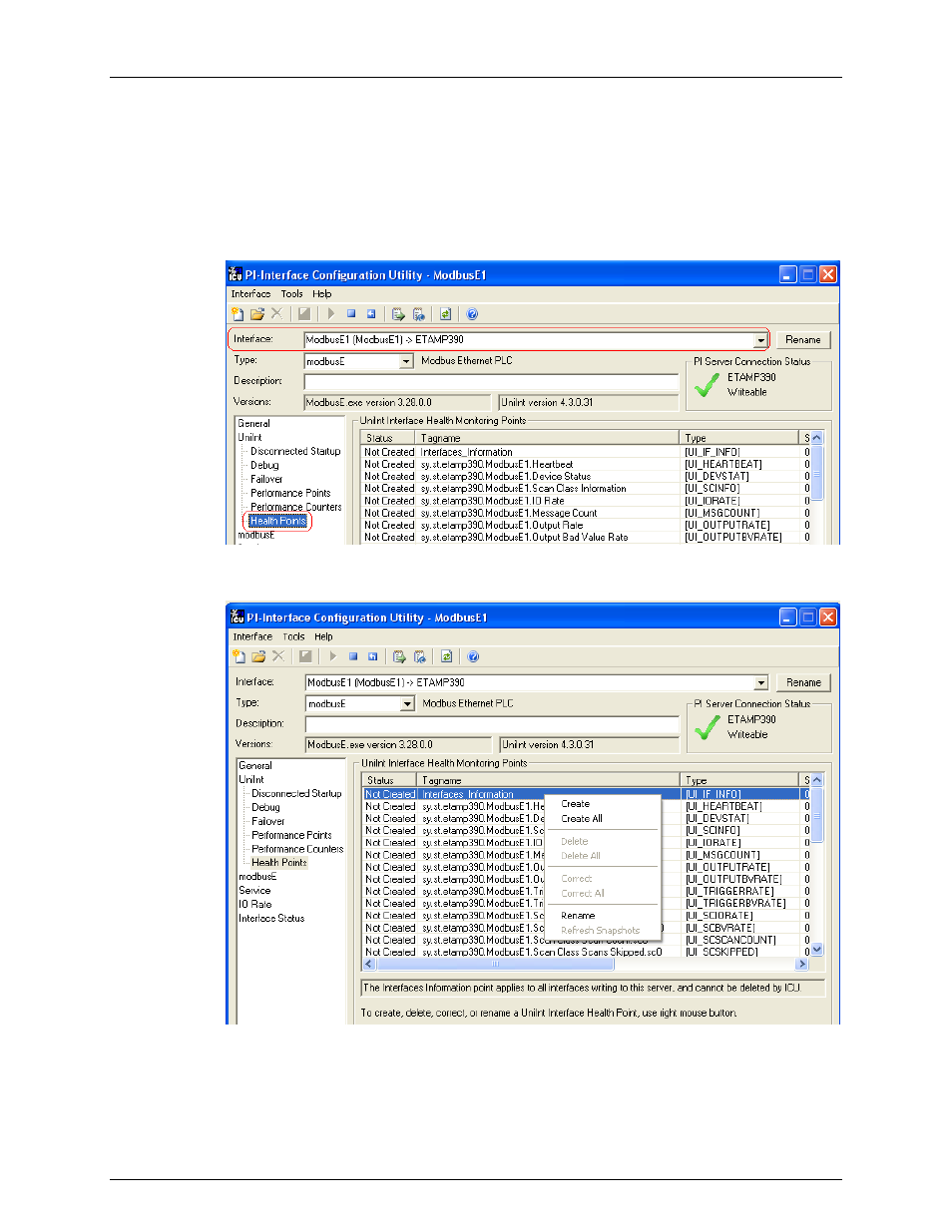 Interface health monitoring points | Rockwell Automation FactoryTalk Historian SE 3.0 H2H Interface User Guide User Manual | Page 132 / 156