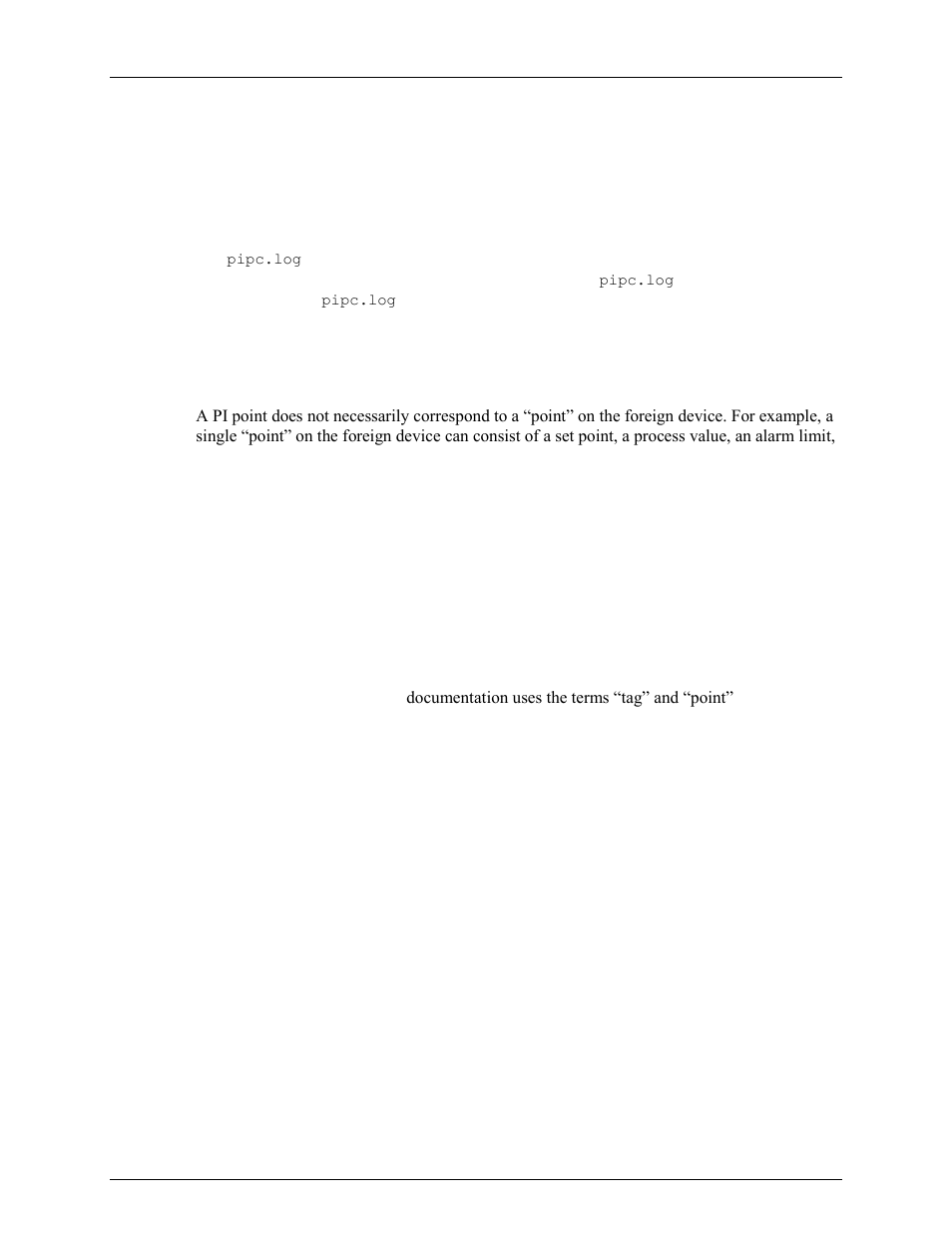 Pipc.log, Point, Service | Tag (input tag and output tag) | Rockwell Automation FactoryTalk Historian SE 3.0 H2H Interface User Guide User Manual | Page 153 / 156