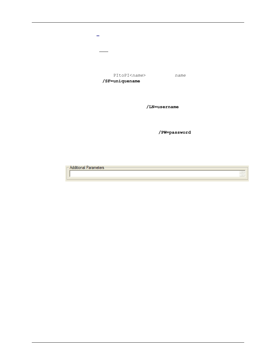 Pi2 security file – use pi2 security file, Pi2 security file - unique part, Pi2 security file - user | Pi2 security file - password, Additional parameters | Rockwell Automation FactoryTalk Historian SE 3.0 H2H Interface User Guide User Manual | Page 61 / 156