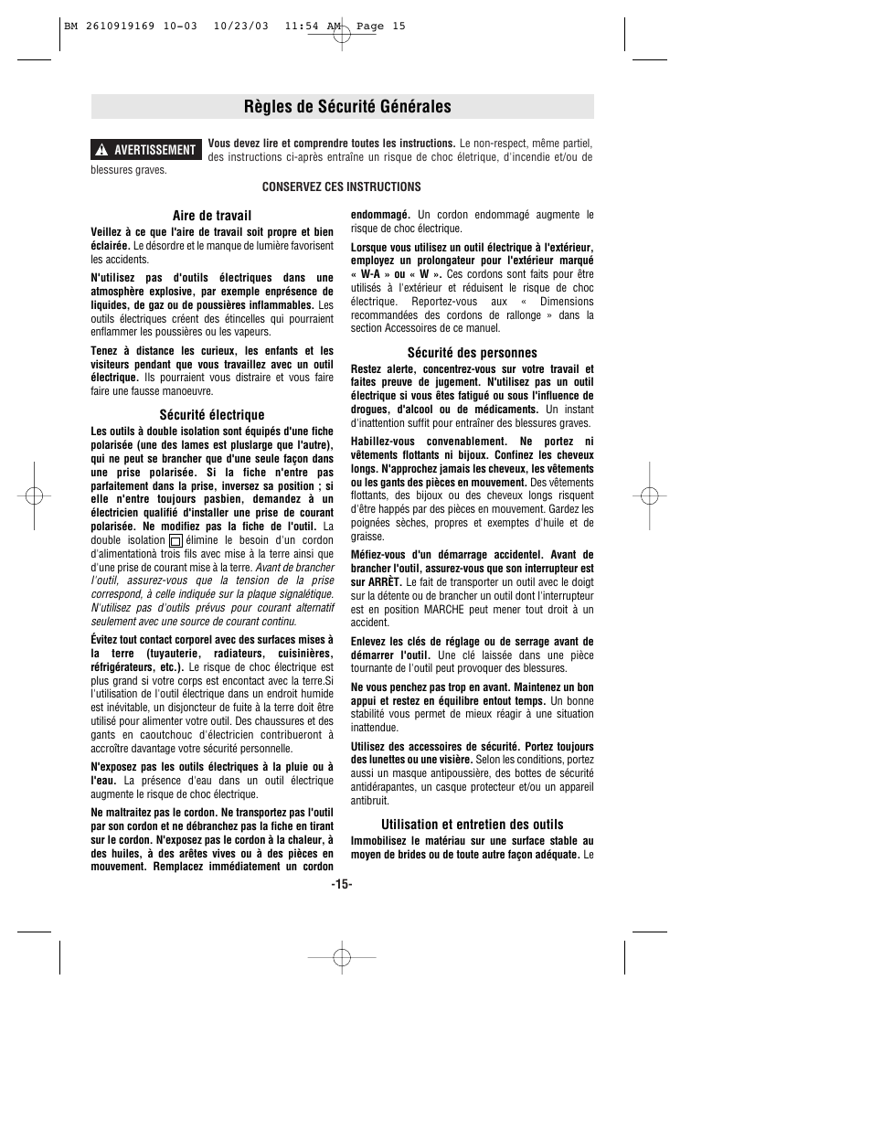 Règles de sécurité générales | Bosch CS20 User Manual | Page 15 / 44