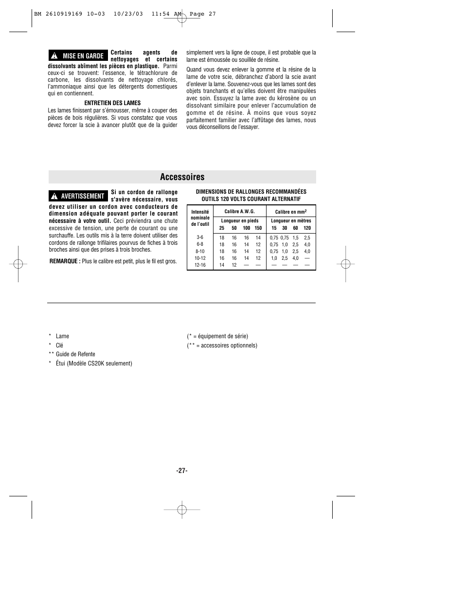 Accessoires | Bosch CS20 User Manual | Page 27 / 44