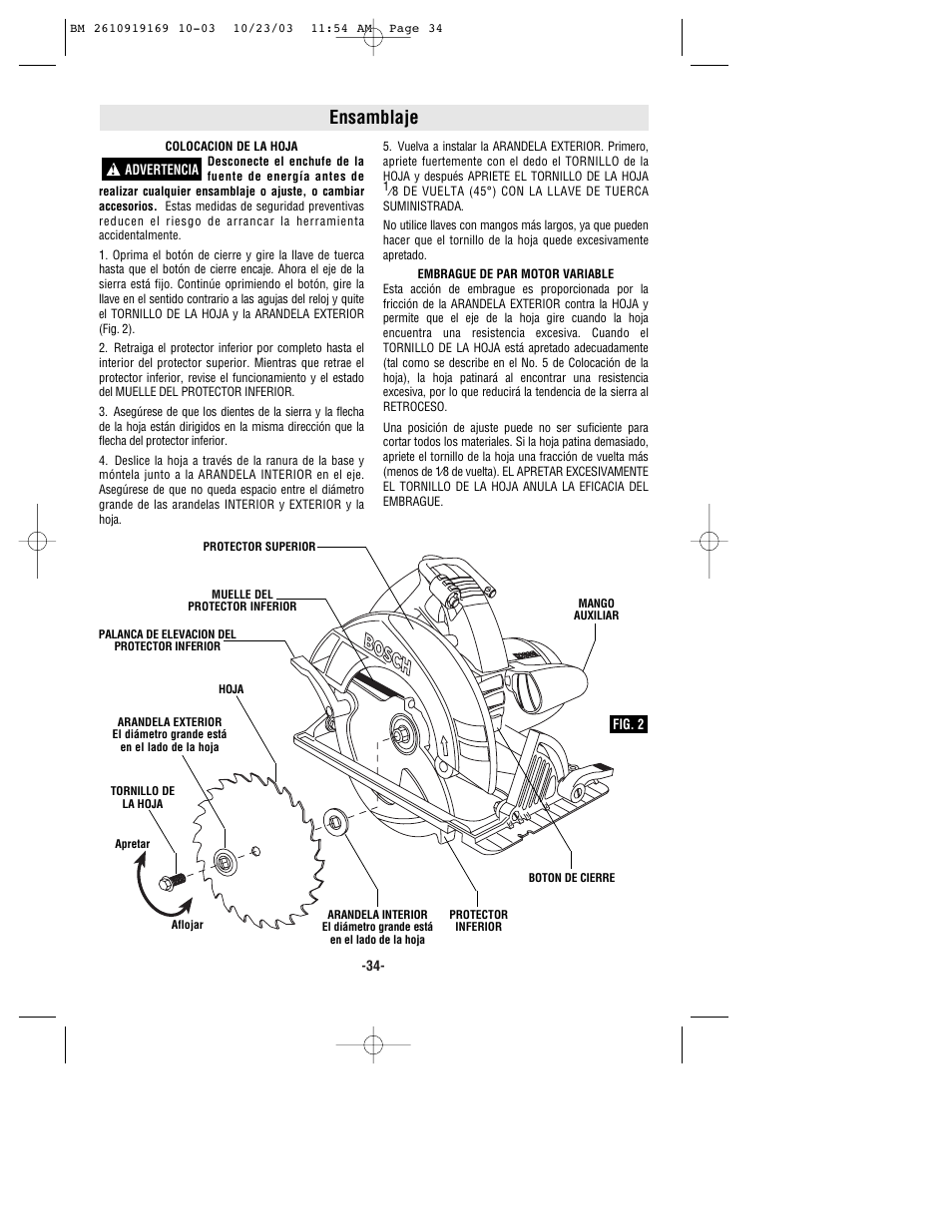 Ensamblaje | Bosch CS20 User Manual | Page 34 / 44
