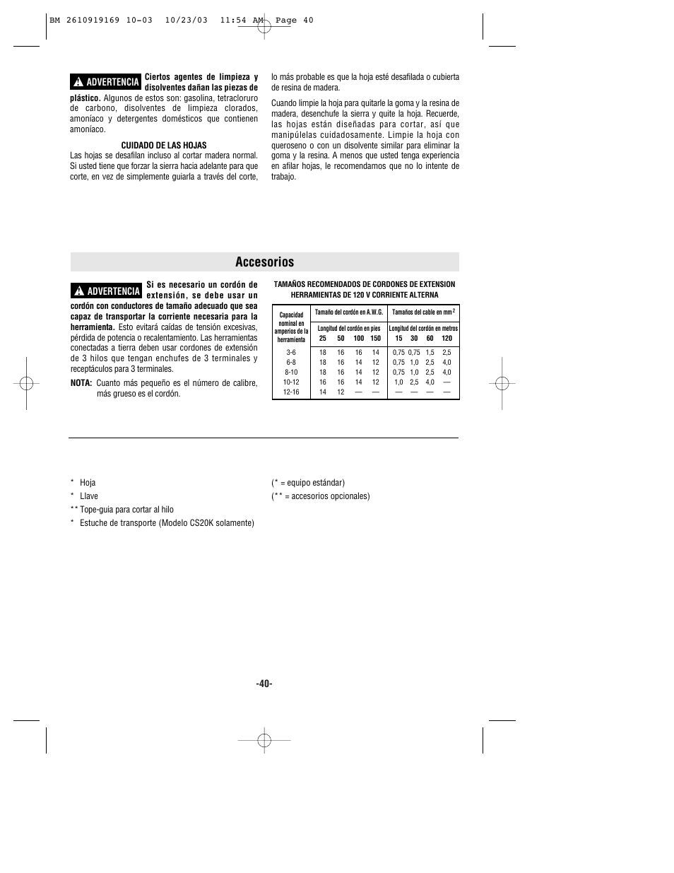 Accesorios | Bosch CS20 User Manual | Page 40 / 44