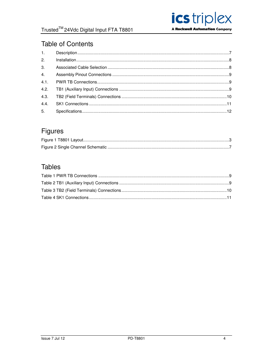 Rockwell Automation T8801 Trusted 40 Channel 24V dc Digital Input FTA Non Incendive User Manual | Page 4 / 14