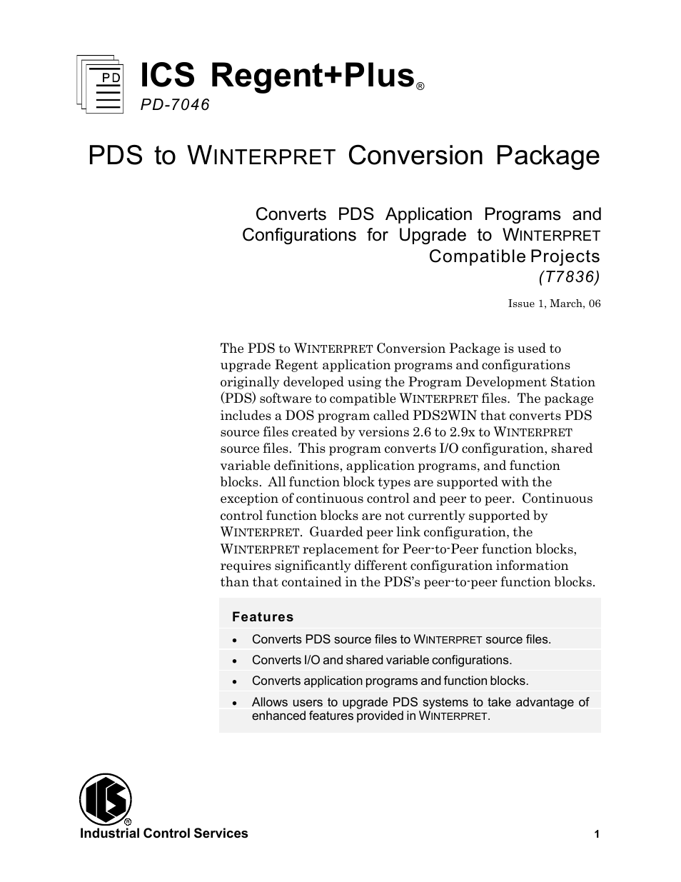 Rockwell Automation T7836 ICS Regent+Plus PDS to Winternet Conversion Package User Manual | 12 pages