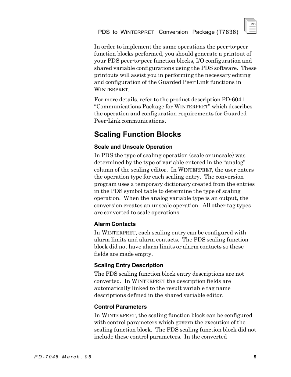 Scaling function blocks | Rockwell Automation T7836 ICS Regent+Plus PDS to Winternet Conversion Package User Manual | Page 9 / 12