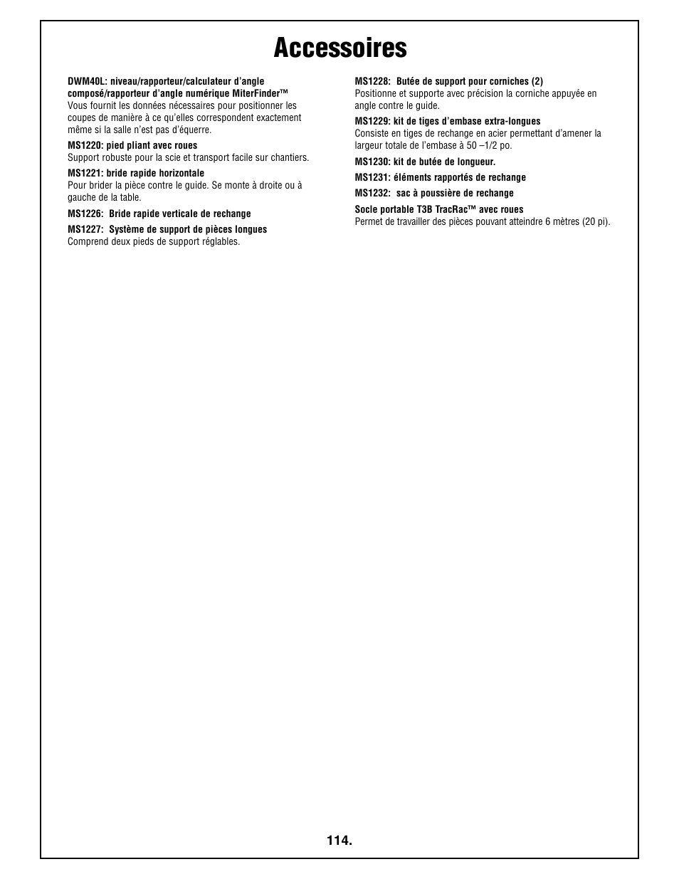 Accessoires | Bosch 4410L User Manual | Page 114 / 116