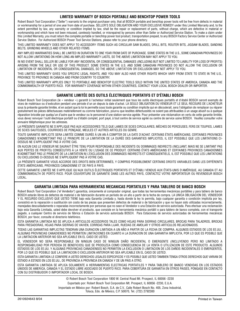 Bosch 4410L User Manual | Page 116 / 116