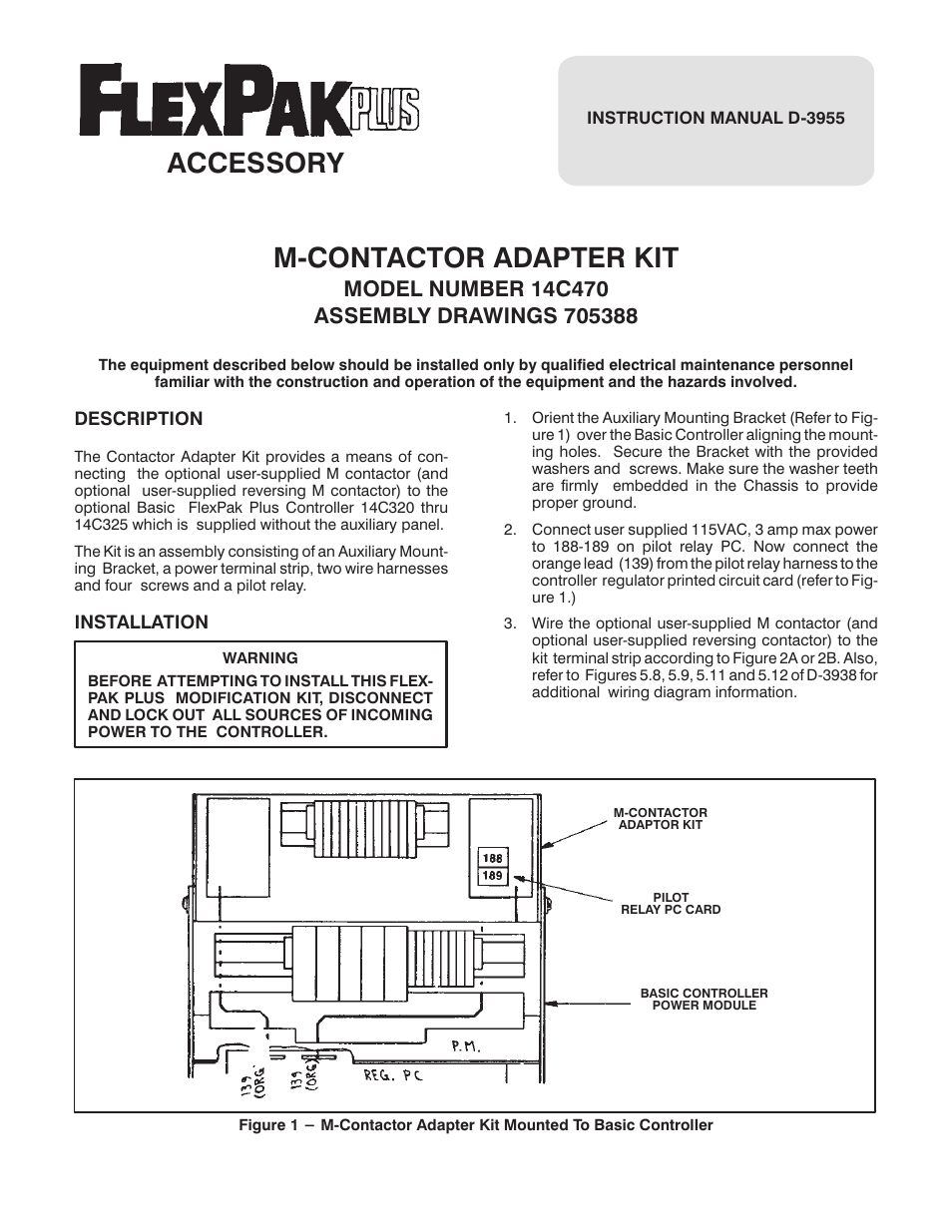 Rockwell Automation FlexPak Plus M-Contactor Adapter Kit 14C470 User Manual | 4 pages