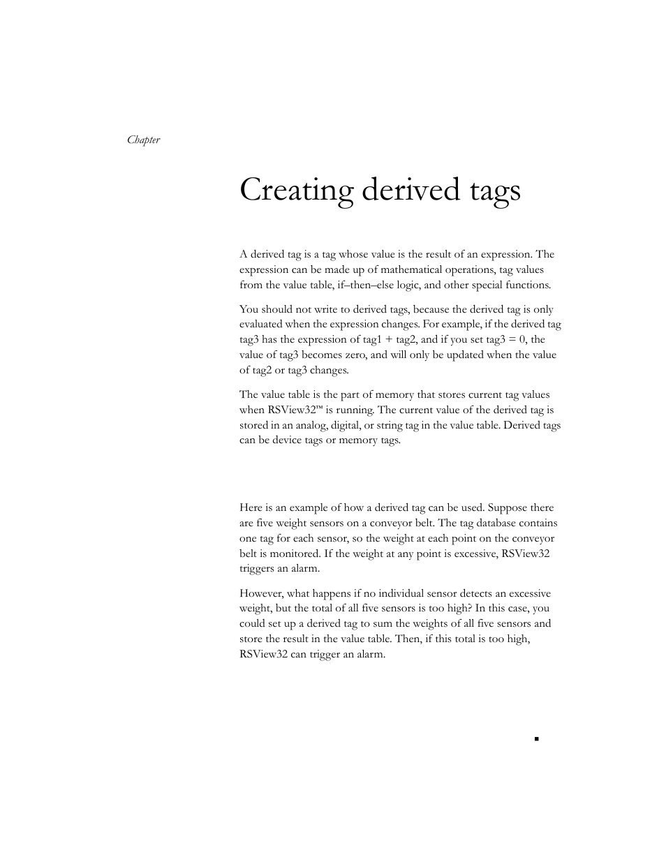 Creating derived tags, How to use derived tags, Chapter 5 | Rockwell Automation 9301 Series RSView32 Users Guide User Manual | Page 119 / 769