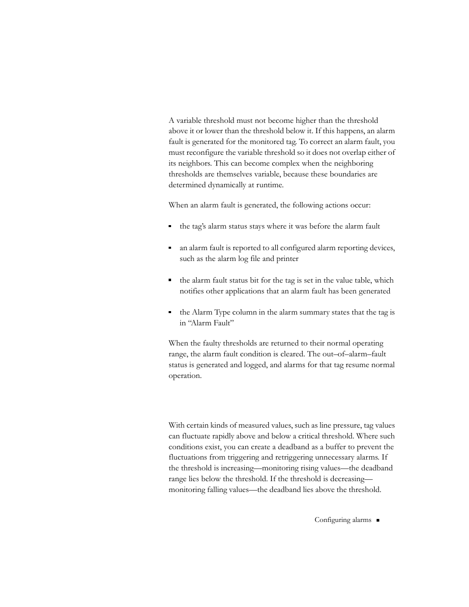 Alarm faults, Deadband | Rockwell Automation 9301 Series RSView32 Users Guide User Manual | Page 131 / 769