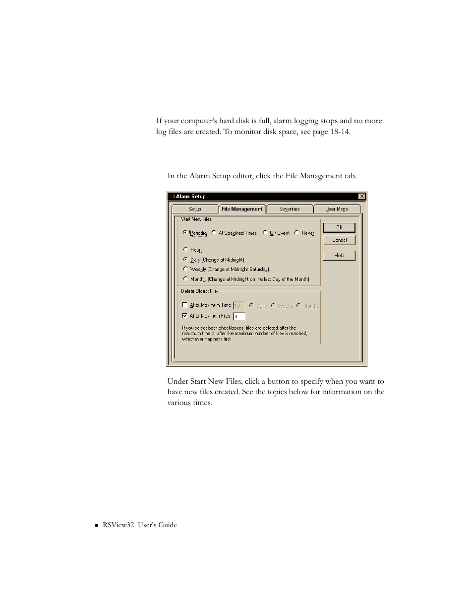 Monitoring disk space, Monitoring disk space -26 | Rockwell Automation 9301 Series RSView32 Users Guide User Manual | Page 152 / 769