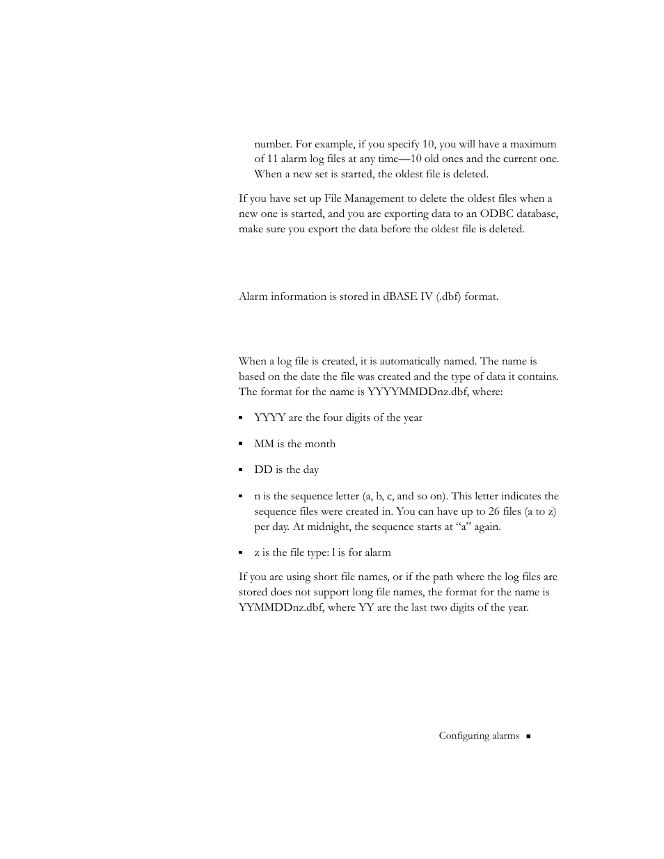 About alarm log files, How log files are named, How log files are named -31 | Rockwell Automation 9301 Series RSView32 Users Guide User Manual | Page 157 / 769