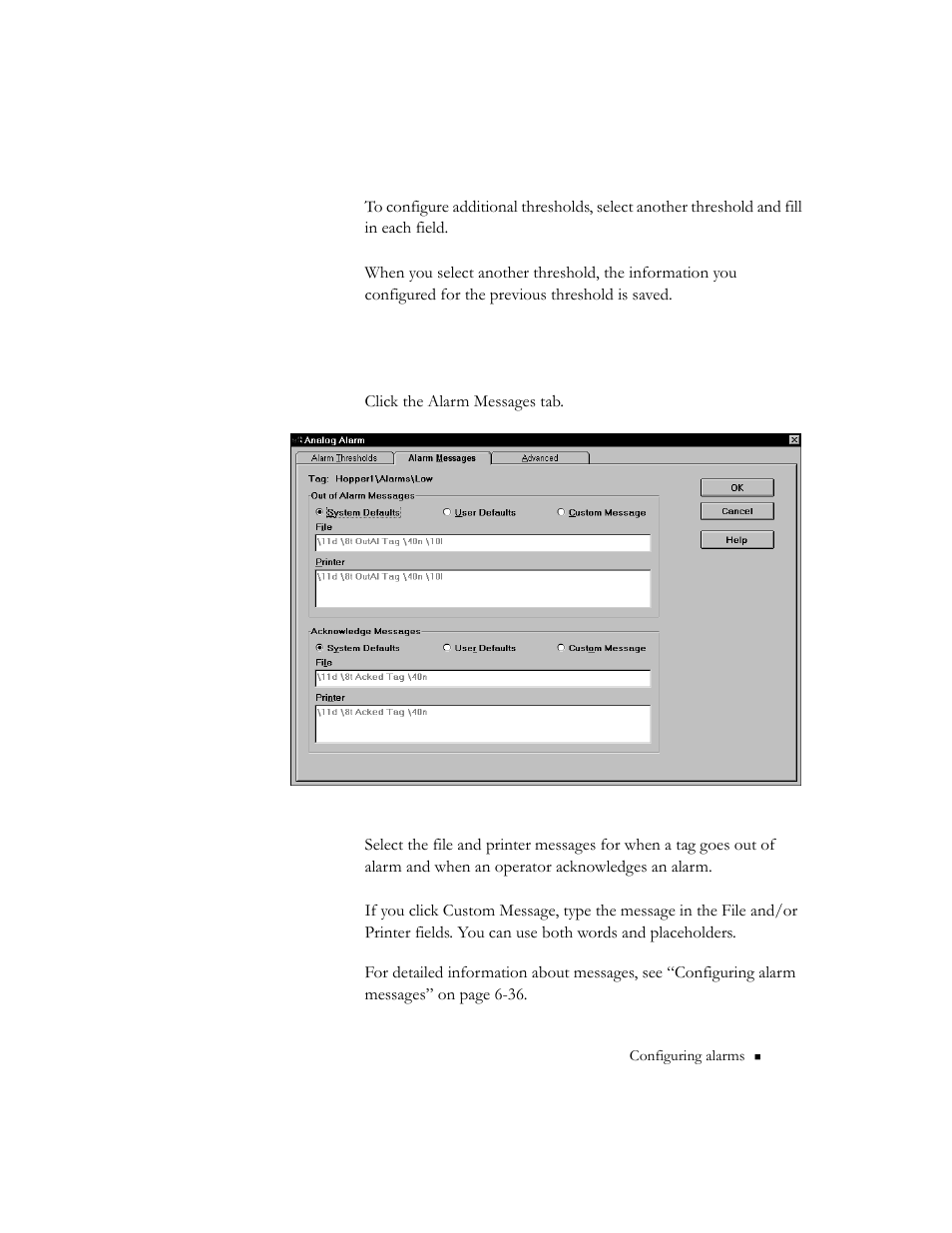 Alarm messages, Alarm messages -45 | Rockwell Automation 9301 Series RSView32 Users Guide User Manual | Page 171 / 769