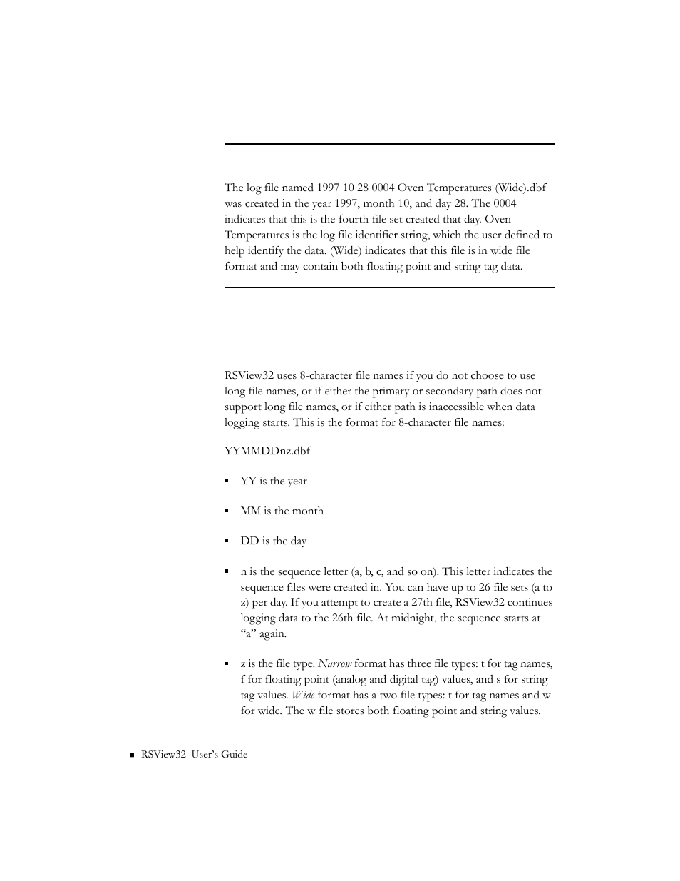 Short file names, Short file names -6 | Rockwell Automation 9301 Series RSView32 Users Guide User Manual | Page 206 / 769