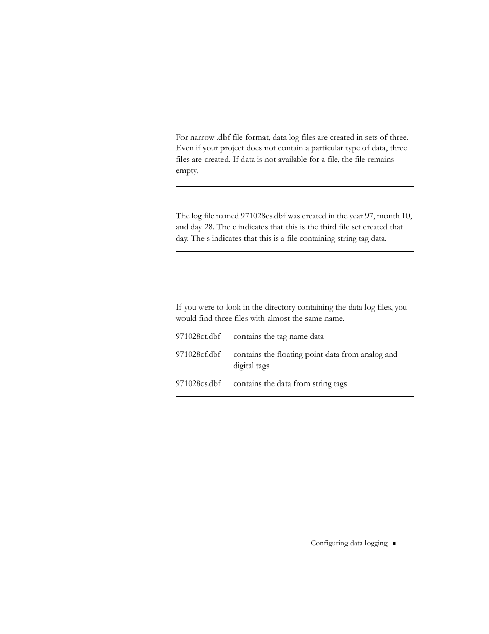 Example of short file names for narrow .dbf format | Rockwell Automation 9301 Series RSView32 Users Guide User Manual | Page 207 / 769