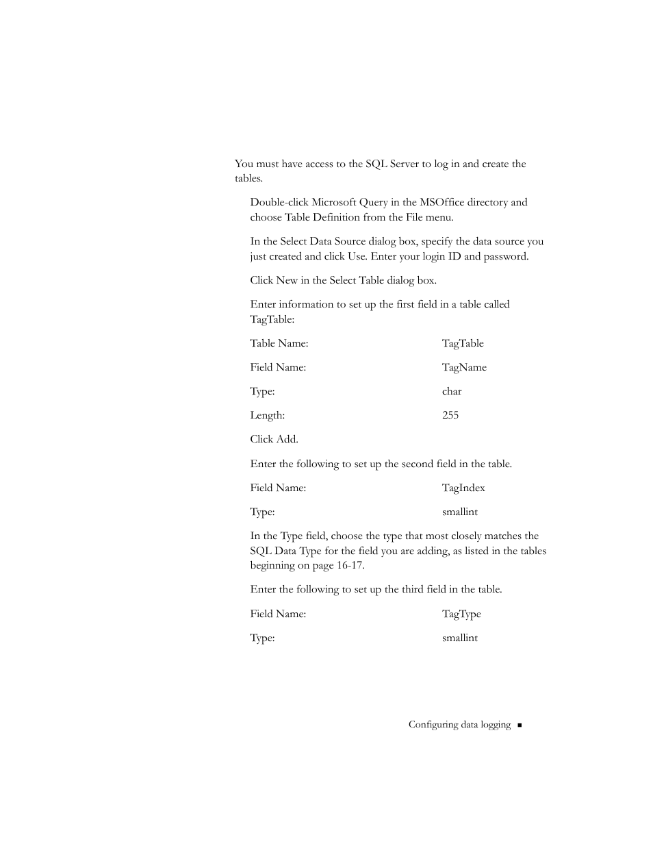 To set up the odbc data tables | Rockwell Automation 9301 Series RSView32 Users Guide User Manual | Page 219 / 769