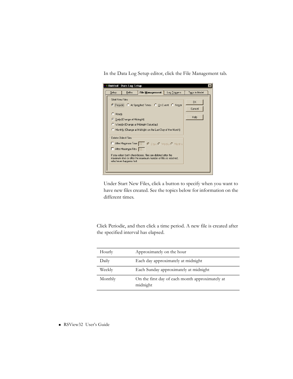 Creating files periodically, Creating files periodically -28 | Rockwell Automation 9301 Series RSView32 Users Guide User Manual | Page 228 / 769