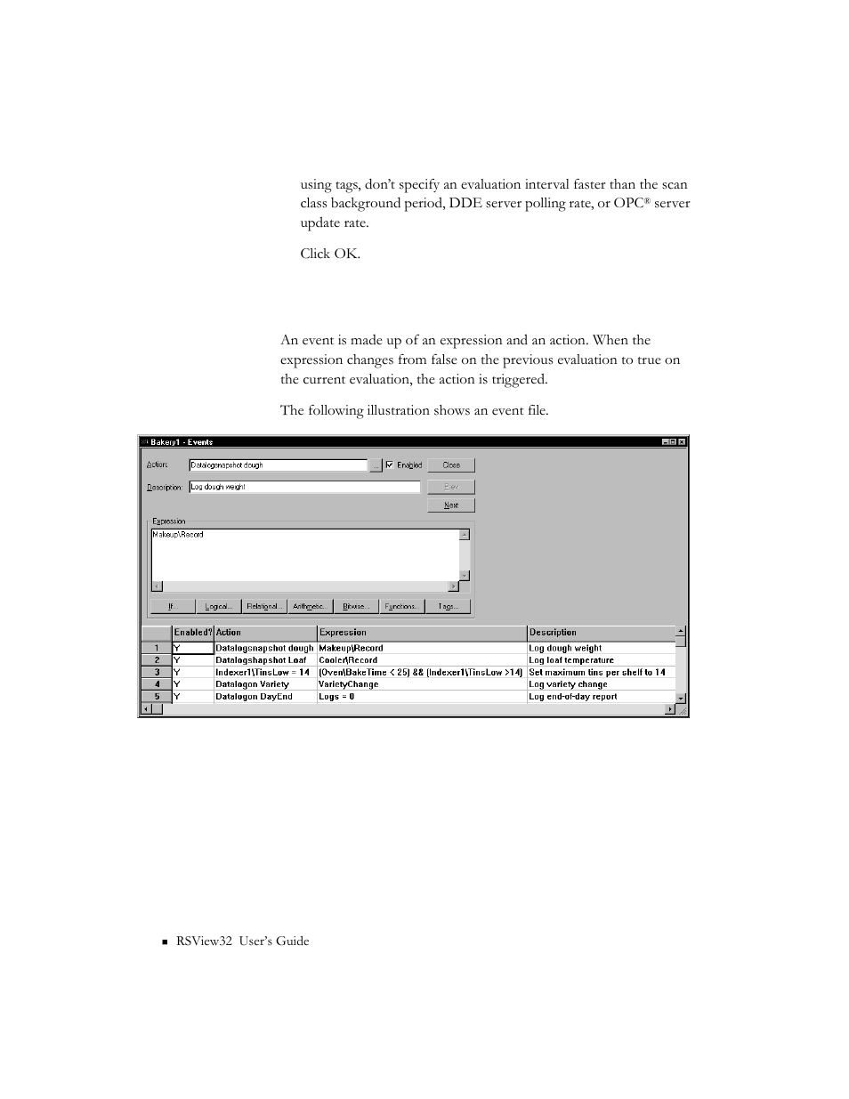 Creating events | Rockwell Automation 9301 Series RSView32 Users Guide User Manual | Page 271 / 769