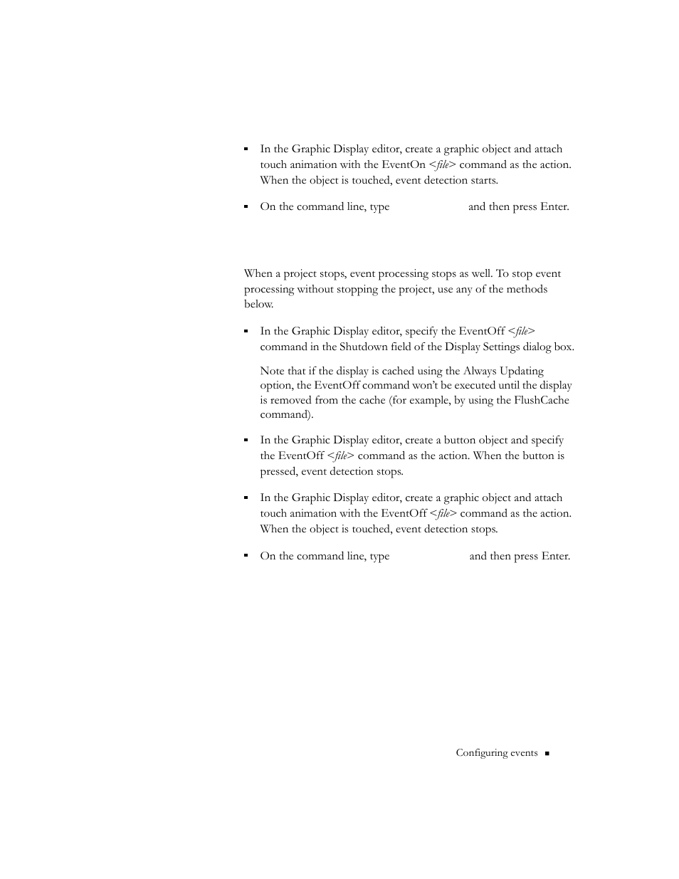 Ways to stop event processing, Ways to stop event processing -7 | Rockwell Automation 9301 Series RSView32 Users Guide User Manual | Page 274 / 769