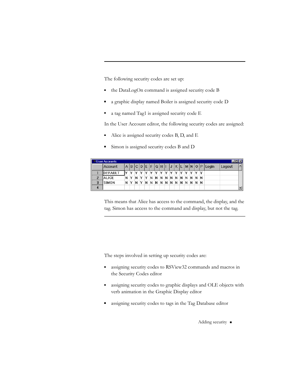 Summary of steps for setting up security codes | Rockwell Automation 9301 Series RSView32 Users Guide User Manual | Page 277 / 769