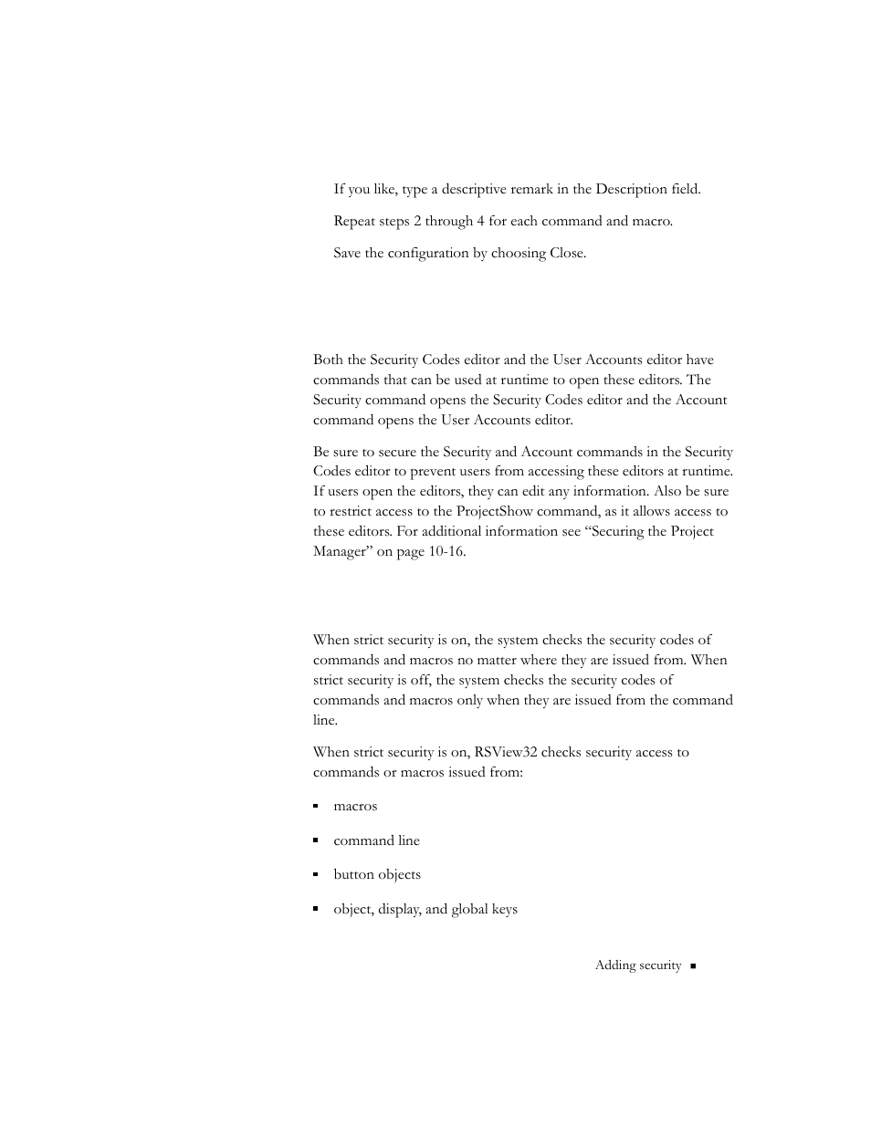 Using strict security | Rockwell Automation 9301 Series RSView32 Users Guide User Manual | Page 281 / 769