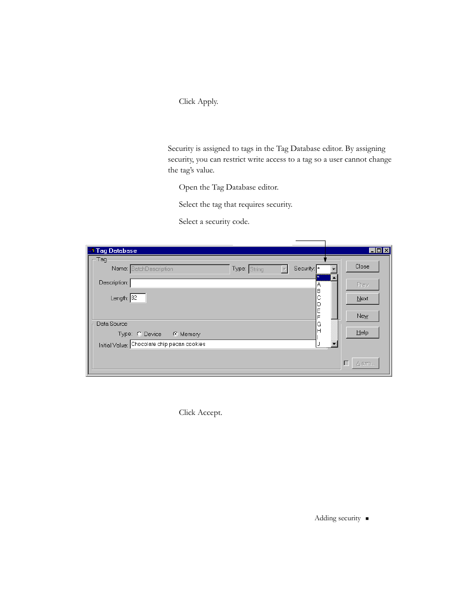 Assigning security to a tag | Rockwell Automation 9301 Series RSView32 Users Guide User Manual | Page 285 / 769