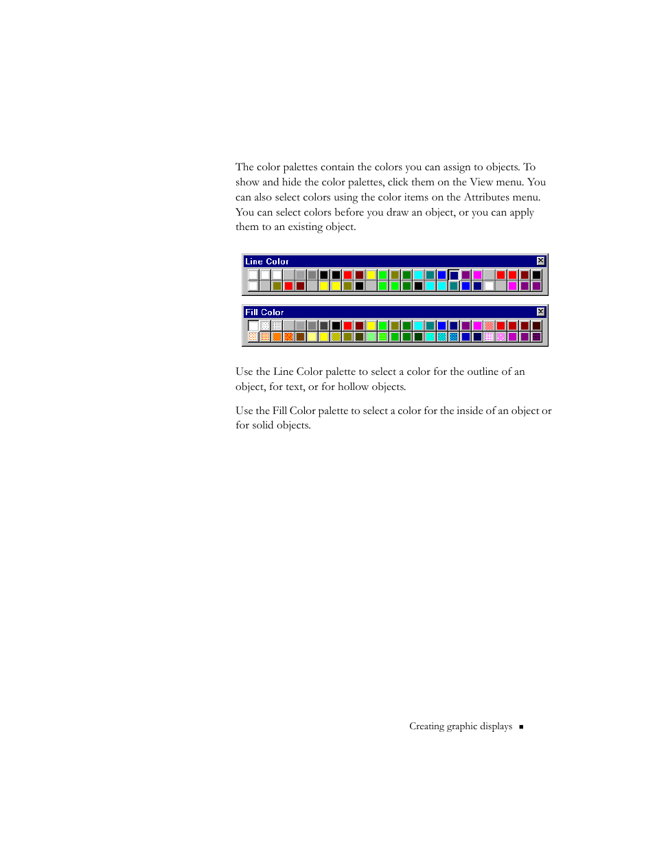 Selecting colors, Selecting colors -7 | Rockwell Automation 9301 Series RSView32 Users Guide User Manual | Page 300 / 769