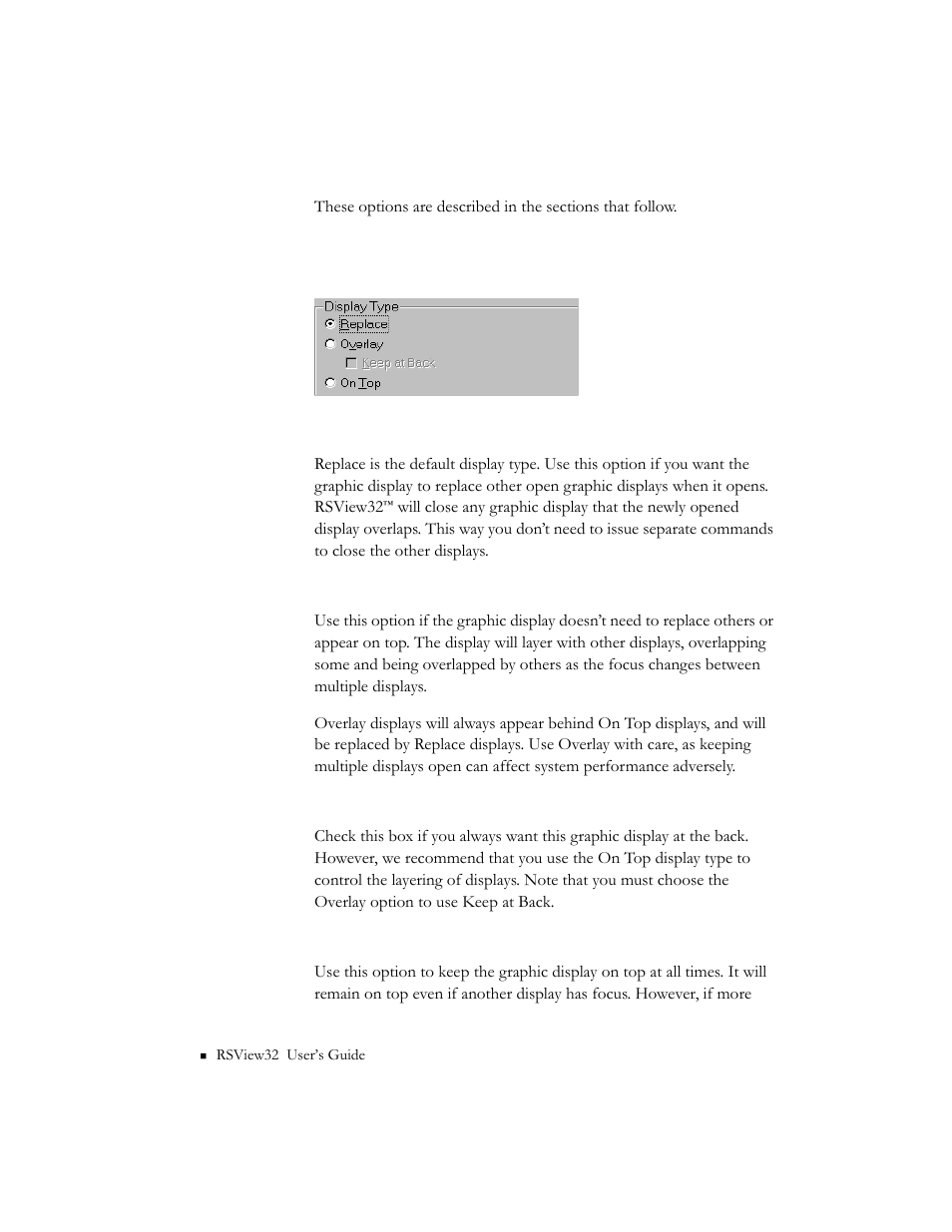 Specifying the display type, Specifying the display type -14 | Rockwell Automation 9301 Series RSView32 Users Guide User Manual | Page 307 / 769