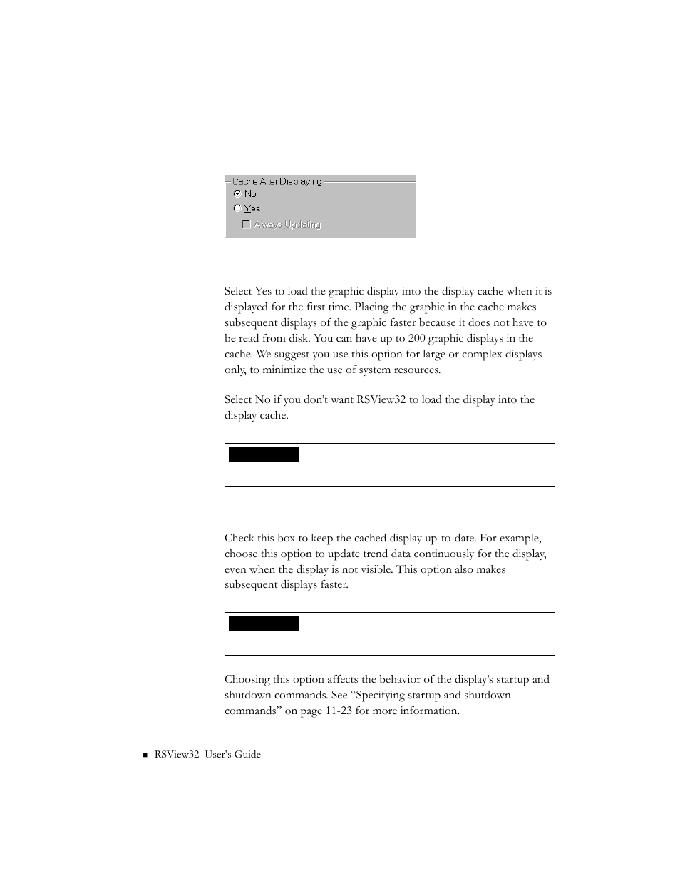 Specifying caching, Specifying caching -16 | Rockwell Automation 9301 Series RSView32 Users Guide User Manual | Page 309 / 769