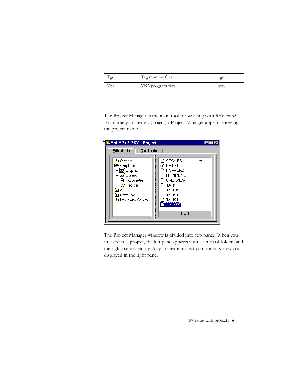 Working in the project manager | Rockwell Automation 9301 Series RSView32 Users Guide User Manual | Page 31 / 769