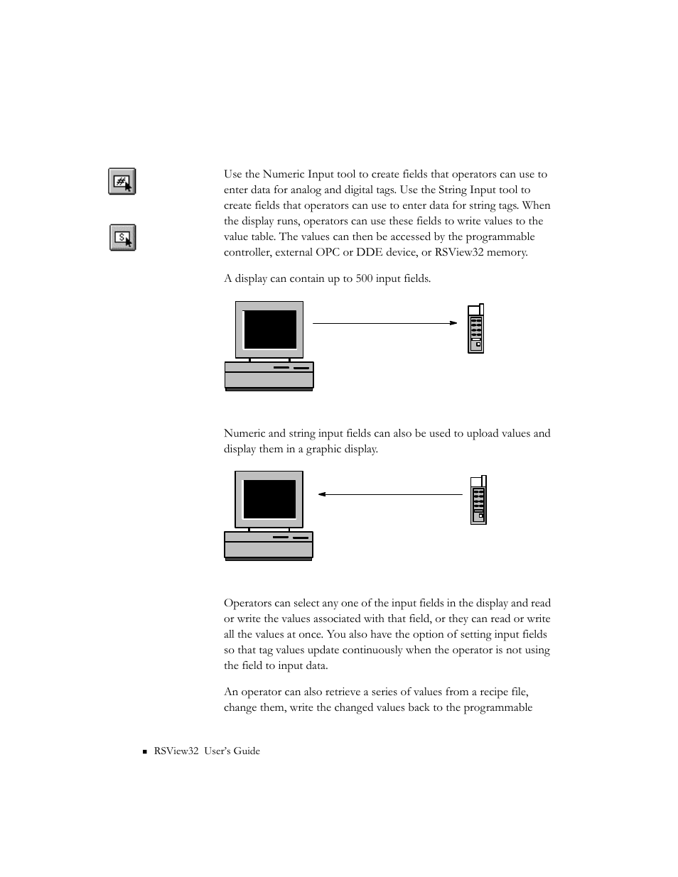Creating numeric and string input fields, Creating numeric and string input fields -42 | Rockwell Automation 9301 Series RSView32 Users Guide User Manual | Page 335 / 769