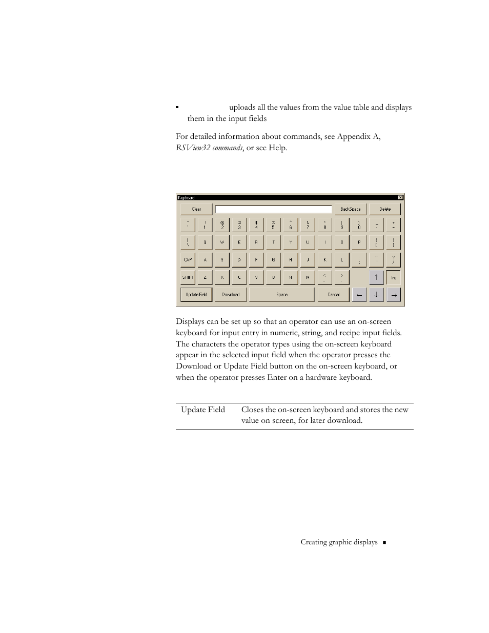 Using the on–screen keyboard, Using the on–screen keyboard -49 | Rockwell Automation 9301 Series RSView32 Users Guide User Manual | Page 342 / 769