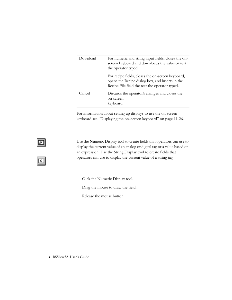 Creating numeric and string display fields, Creating numeric and string display fields -50 | Rockwell Automation 9301 Series RSView32 Users Guide User Manual | Page 343 / 769