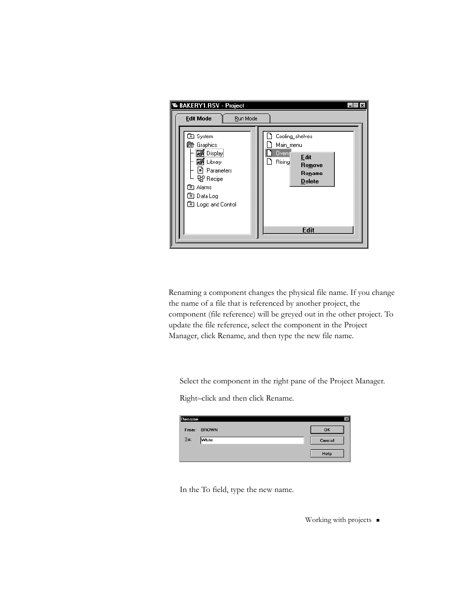 Renaming a component, Renaming a component -7 | Rockwell Automation 9301 Series RSView32 Users Guide User Manual | Page 35 / 769