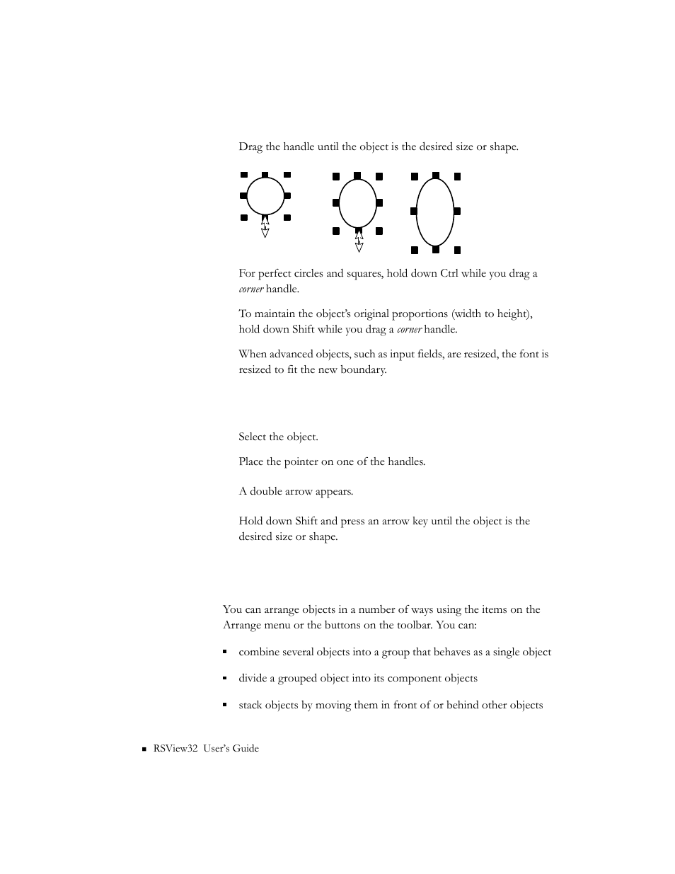 Arranging objects | Rockwell Automation 9301 Series RSView32 Users Guide User Manual | Page 385 / 769