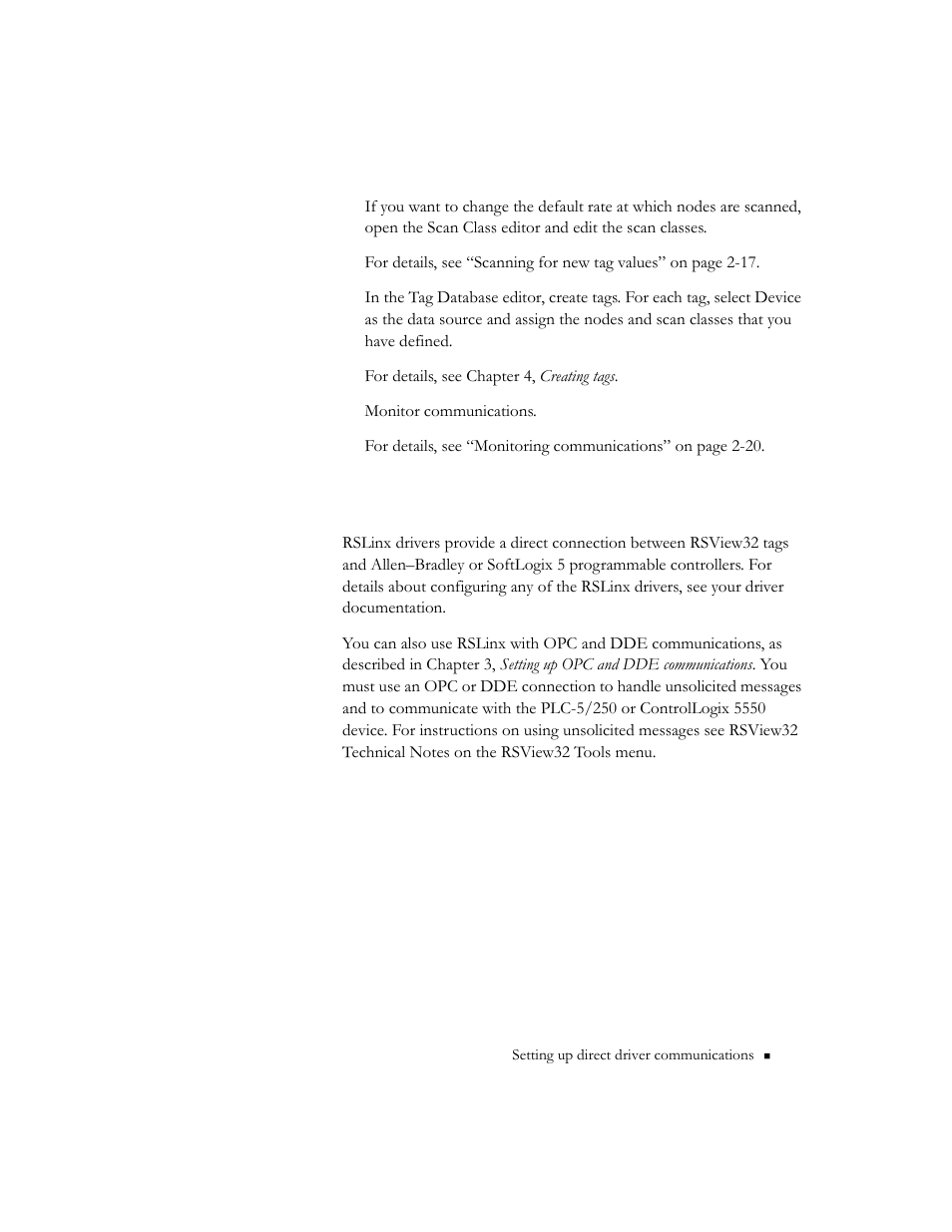 Configuring rslinx drivers | Rockwell Automation 9301 Series RSView32 Users Guide User Manual | Page 45 / 769