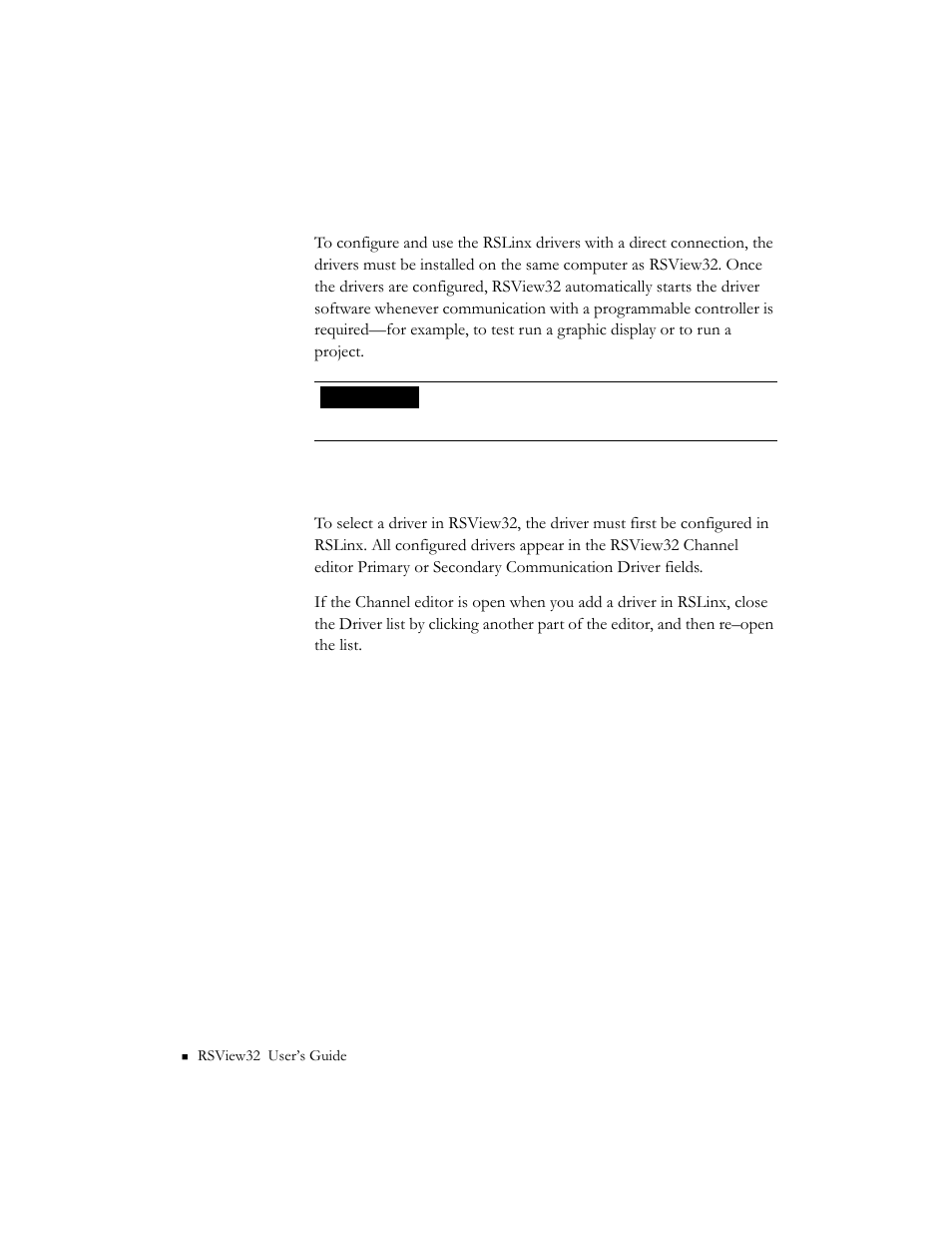 Using the drivers, Selecting a driver in rsview32 | Rockwell Automation 9301 Series RSView32 Users Guide User Manual | Page 46 / 769