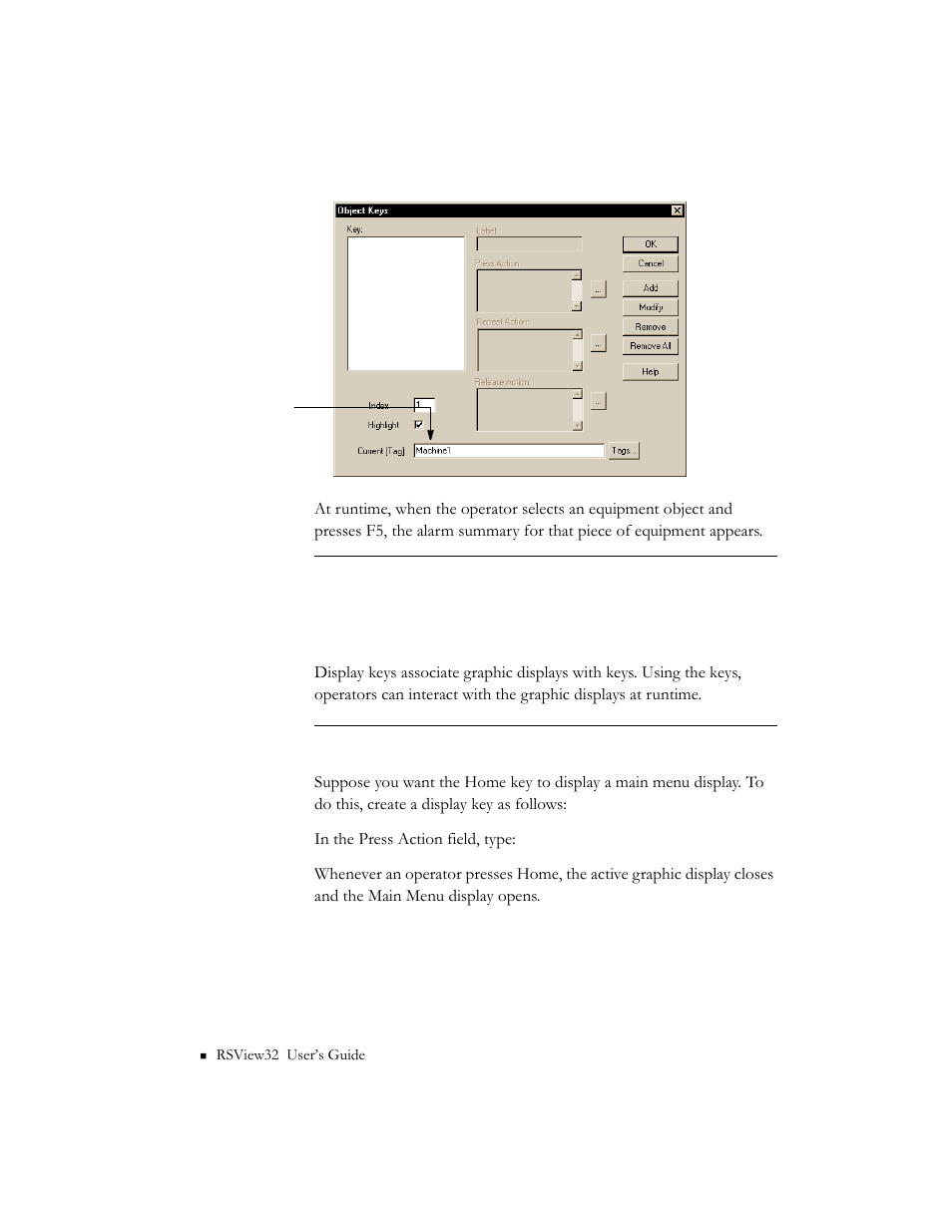 Creating display keys | Rockwell Automation 9301 Series RSView32 Users Guide User Manual | Page 461 / 769